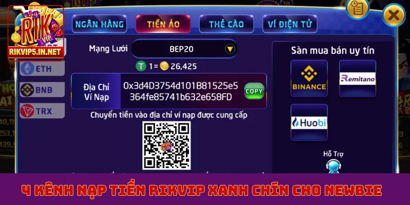 4 kênh nạp tiền Rikvip xanh chín cho newbie
